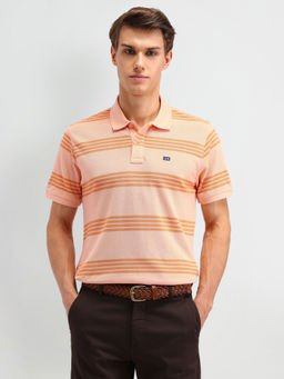 Arrow Sports - Orange Horizontal Striped Regular Fit Polo T-Shirt