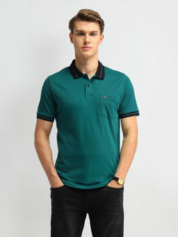 Arrow Sports - Blue Solid Cotton Polo T-Shirt