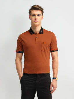 Arrow Sports - Orange Solid Cotton Polo T-Shirt