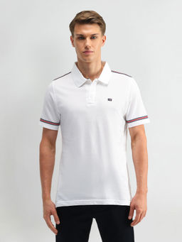 Arrow Sports - White Solid Regular Fit Polo T-Shirt