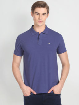 Arrow Sports - Blue Solid Pique Polo T-Shirt