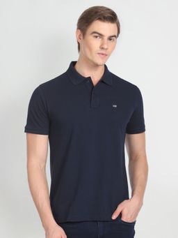 Arrow Sports - Navy Blue Solid Pique Polo T-Shirt