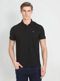 Arrow Sports - Black Solid Pique Polo T-Shirt