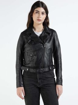 Royal Enfield - Women Black Solid Biker Jacket