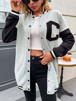 Outzidr - Women Grey Colorblock Jacket