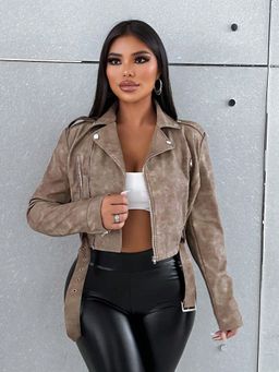 Outzidr - Women Beige Solid Jacket