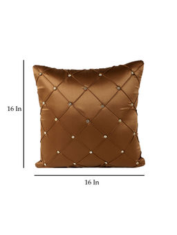 MFD HOME FURNISHING - Solids Brown Satin 16 X 16 Inches Cushion Cover (Set of 5 ) With Cushions