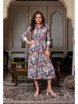 ETHNICSAA - Multi-Color Aparana Shirt Style Midi Dress