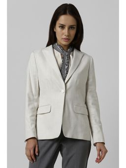 Van Heusen - Women Off White Solid Blazer