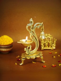 Ekhasa - 100% Pure Brass Peacock Diya for Pooja