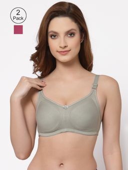 Floret - Women Non Padded & Non-Wired Full Coverage T-Shirt Bra (Pack of 2)