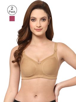 Floret - Women Non Padded & Non-Wired Full Coverage T-Shirt Bra (Pack of 2)