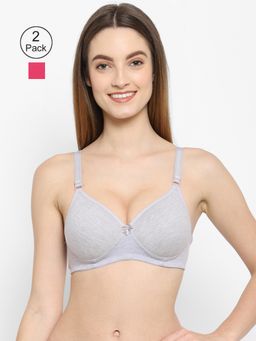 Floret - Women Padded & Non-Wired Full Coverage T-Shirt Bra (Pack of 2)