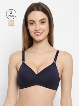 Floret - Women Padded & Non-Wired Full Coverage T-Shirt Bra (Pack of 2)