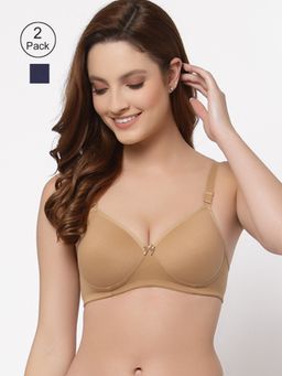 Floret - Women Padded & Non-Wired Full Coverage T-Shirt Bra (Pack of 2)