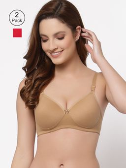 Floret - Women Padded & Non-Wired Full Coverage T-Shirt Bra (Pack of 2)
