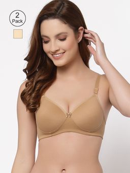 Floret - Women Padded & Non-Wired Full Coverage T-Shirt Bra (Pack of 2)