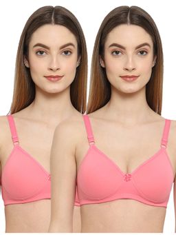 Floret - Women Padded & Non-Wired Full Coverage Pink T-Shirt Bra (Pack of 2)