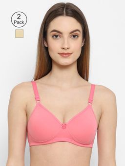 Floret - Women Padded & Non-Wired Full Coverage T-Shirt Bra (Pack of 2)