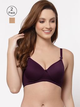 Floret - Women Padded & Non-Wired Full Coverage T-Shirt Bra (Pack of 2)