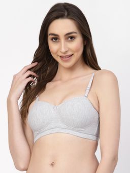 Floret - Women Demi-Cup Grey Medium Coverage & Heavily Padded Bra