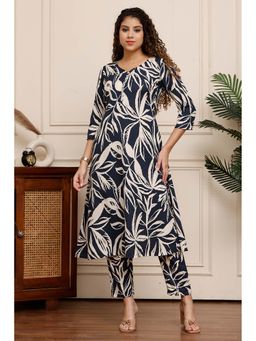 Rajnandini - Women Navy Blue Floral Co-Ord (Set of 2)