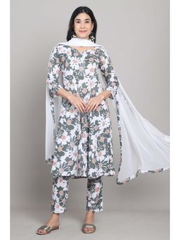 Rajnandini - Women Grey Floral Kurta with Pant and Dupatta (Set of 3)