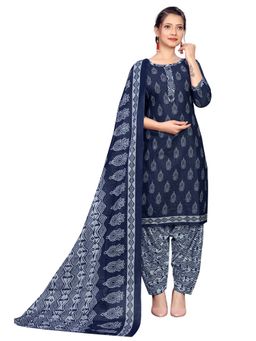 Rajnandini - Women Navy Blue Printed Kurta with Salwar and Dupatta (Set of 3)