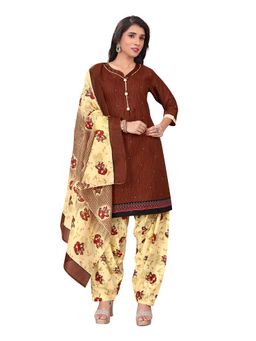Rajnandini - Women Brown Printed Kurta with Salwar and Dupatta (Set of 3)