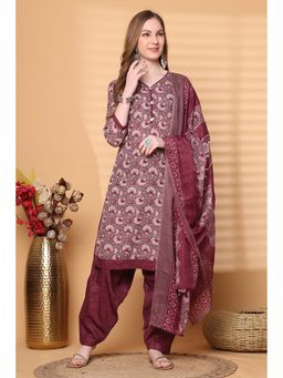 Rajnandini - Women Maroon Floral Kurta with Salwar and Dupatta (Set of 3)