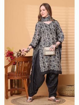 Rajnandini - Women Grey Floral Kurta with Salwar and Dupatta (Set of 3)