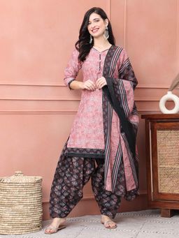 Rajnandini - Women Mauve Floral Kurta with Salwar and Dupatta (Set of 3)