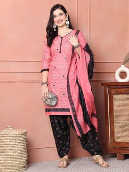 Rajnandini - Women Pink Printed Kurta with Salwar and Dupatta (Set of 3)
