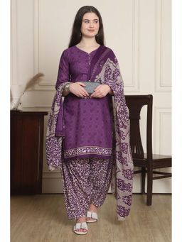 Rajnandini - Women Purple Printed Kurta with Salwar and Dupatta (Set of 3)