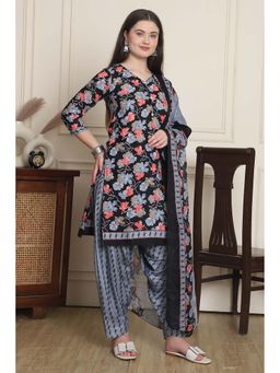 Rajnandini - Women Black Floral Kurta with Salwar and Dupatta (Set of 3)