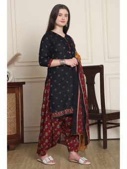 Rajnandini - Women Black Printed Kurta with Salwar and Dupatta (Set of 3)
