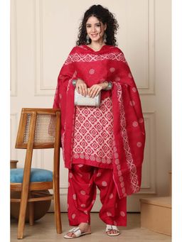 Rajnandini - Women Pink Printed Kurta with Salwar and Dupatta (Set of 3)
