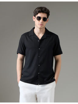 Arrow Newyork - Men Slim Fit Night Is Young Textured Shirt Black