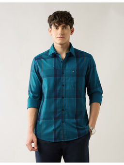 Arrow Sports - Men Tartan Checks Slim Fit Shirt Blue