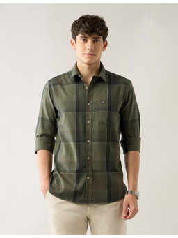 Arrow Sports - Men Tartan Checks Regular Fit Shirt Olive