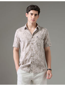 Arrow Sports - Men Regular Fit Night Is Young Printed Shirt Beige