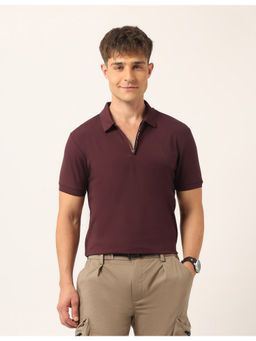 U.S. Polo Assn. Denim Co. - Men Solid Muscle Fit Polo T-Shirt Wine