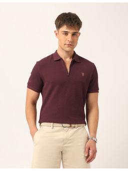 U.S. Polo Assn. Denim Co. - Men Solid Muscle Fit Polo T-Shirt Wine