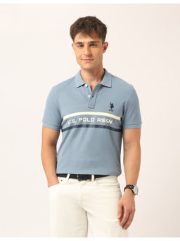 U.S. Polo Assn. Denim Co. - Men Brand Printed Muscle Fit Polo T-Shirt Blue