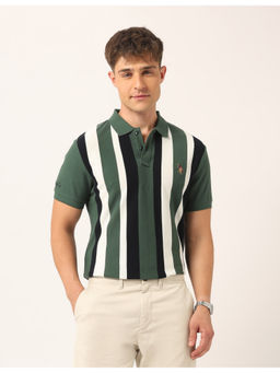 U.S. Polo Assn. Denim Co. - Men Vertical Stripes Muscle Fit Polo T-Shirt Green