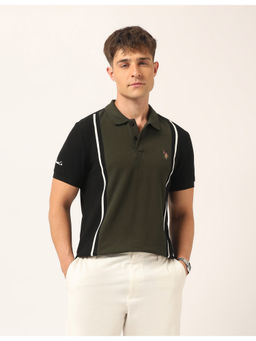 U.S. Polo Assn. Denim Co. - Men Colorblock Muscle Fit Polo T-Shirt Black