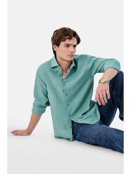 Snitch - Green Solid Slim Fit Shirt