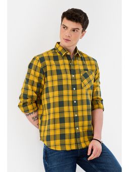 Snitch - Mustard Checks Regular Fit Shirt