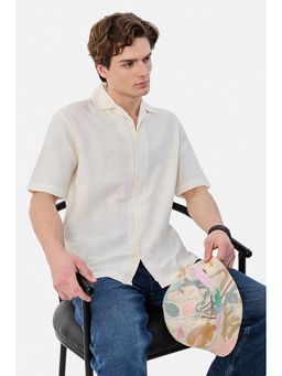 Snitch - Cream Textured Boxy Fit Shirt