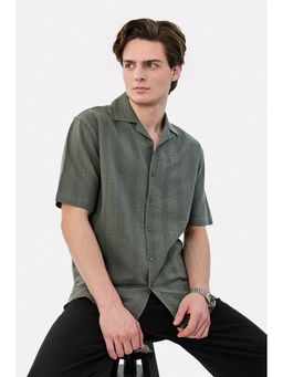Snitch - Green Textured Boxy Fit Shirt
